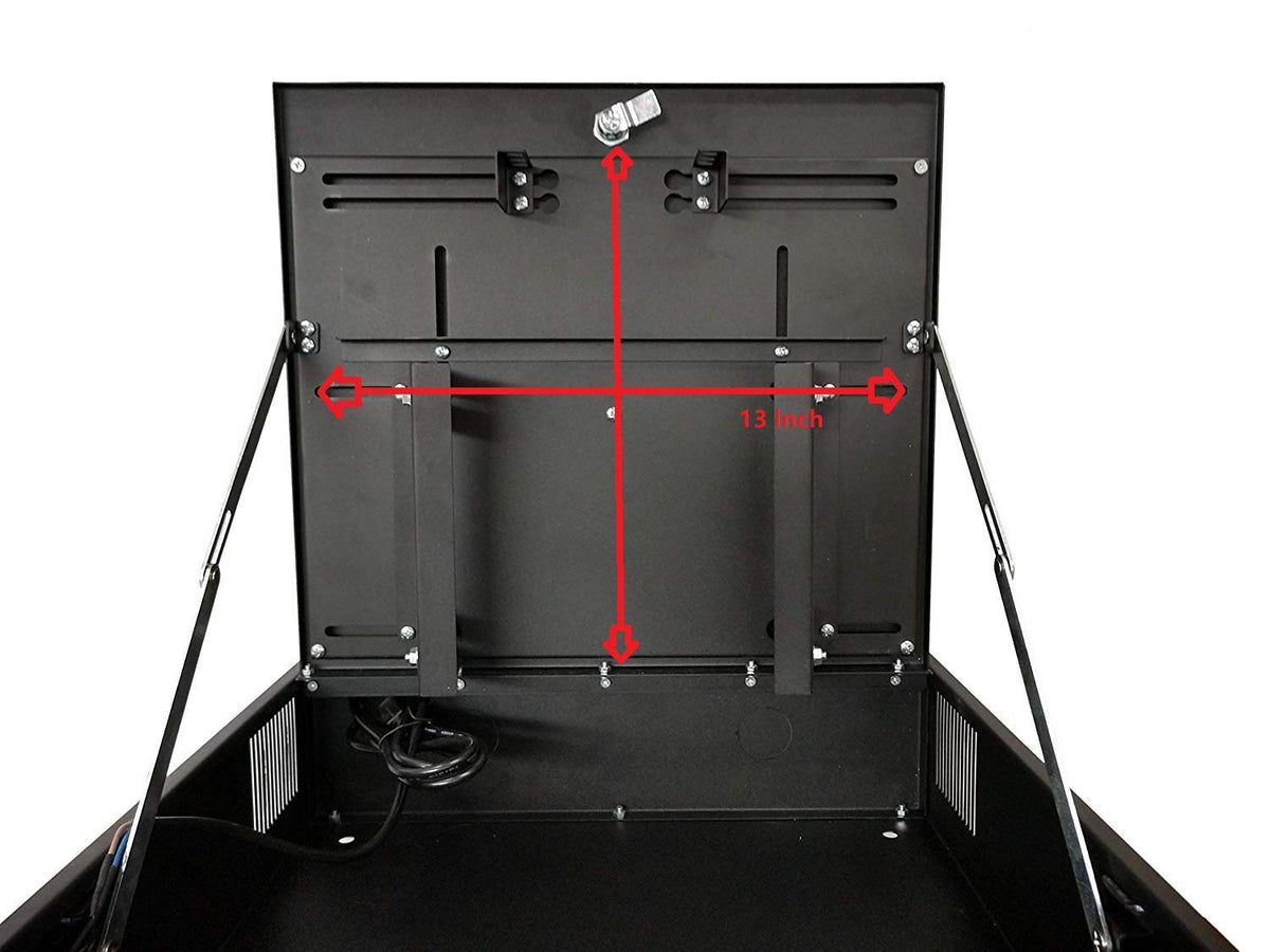 Kenuco Heavy Duty 16 Gauge Steel DVR Security Lockbox with Fan and Swing Open Top (24'' x 21'' x 8'' Black)