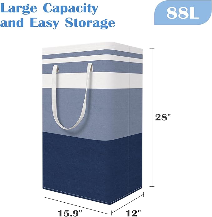 BlissTotes 3-Pack Laundry Basket, Freestanding＆Waterproof Laundry Hamper