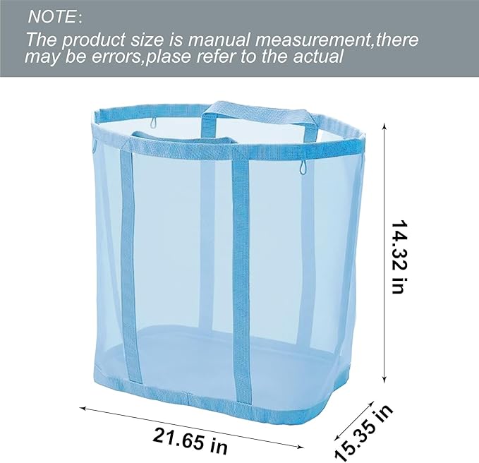 Mesh Bag with Handles, Collapsible Laundry Basket, Foldable Laundry Bag