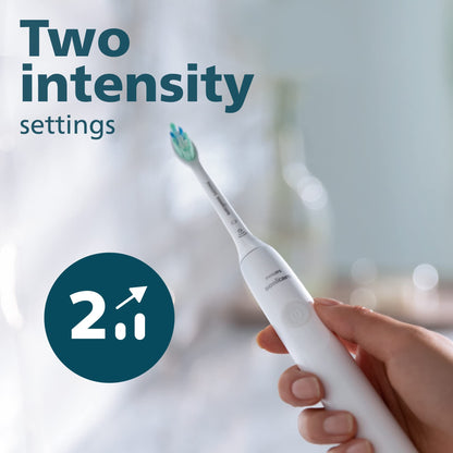 Philips Sonicare 4100 Rechargeable Electric Toothbrush, with Pressure Sensor, 2 Intensity Settings, SmarTimer and QuadPacer, 14-Day Battery Life, Deep Pink, Model HX3681/26