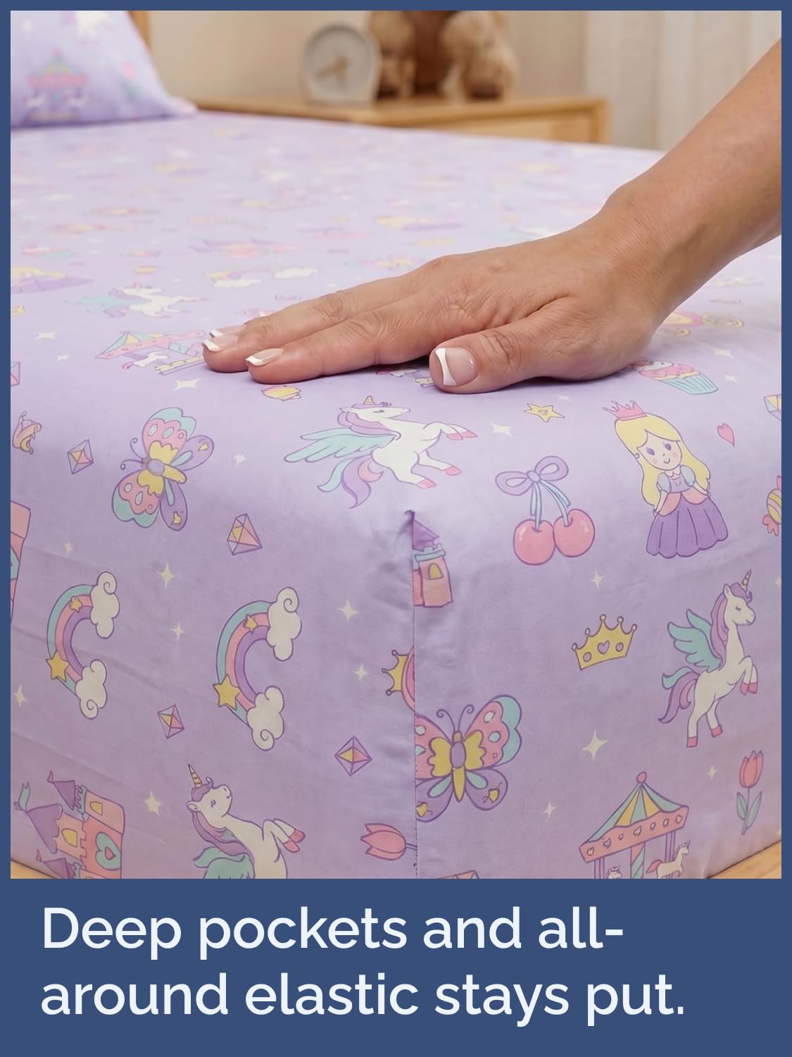 CGK Unlimited Kids Princess Dreamland Queen 4 Piece Sheet Set - Boys, Girls, Teens, Toddler - Easy Fit Deep Pockets - Soft, Cooling & Breathable Sheets - Cozy, Fade & Wrinkle Free - Machine Washable