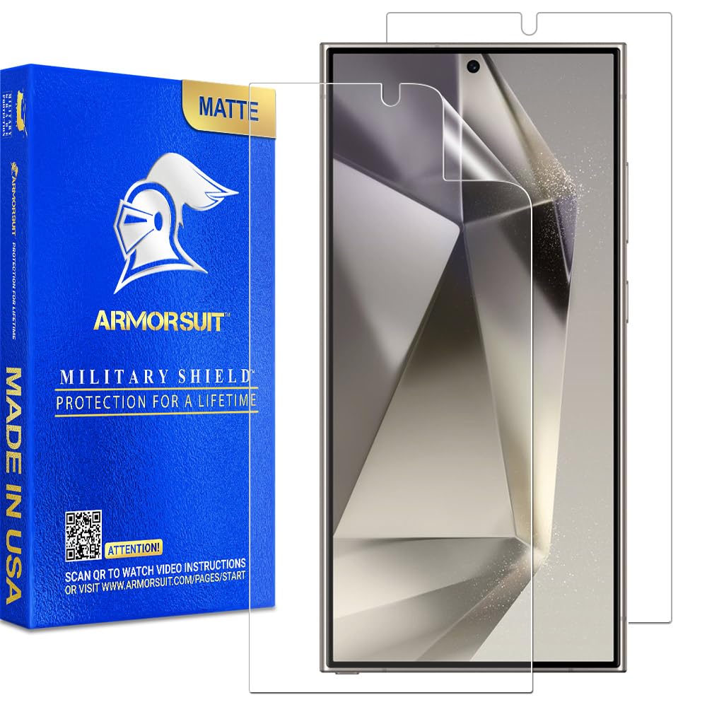 ArmorSuit 2 Pack for Samsung Galaxy S24 Ultra Screen Protector (6.8") Case Friendly MilitaryShield HD Clear Film - Made in USA