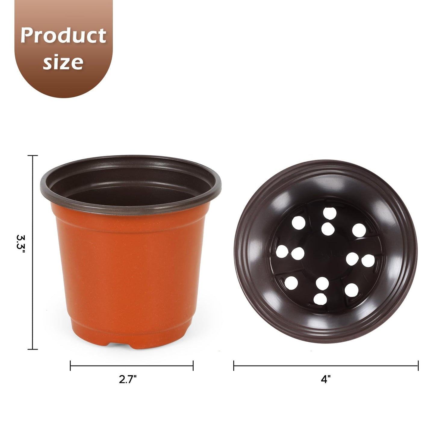 Hemikaki 300 Pack 4 Inch Plastic Nursery Pots for Plants, Small Seedling Pots Succulent Pots Flower Pots with Drainage Holes, Come with 300pcs Plant Labels