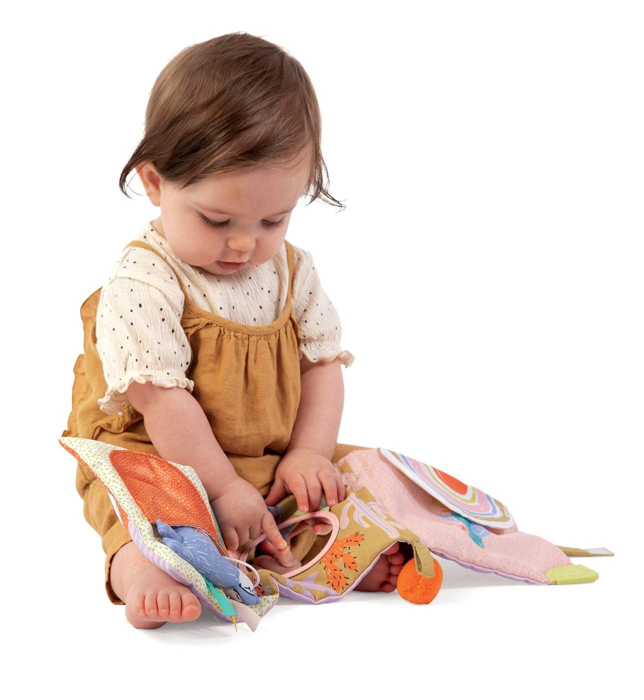 Manhattan Toy Llama Themed Soft Baby Activity Book with Squeaker, Crinkle Paper and Baby-safe Mirror Small