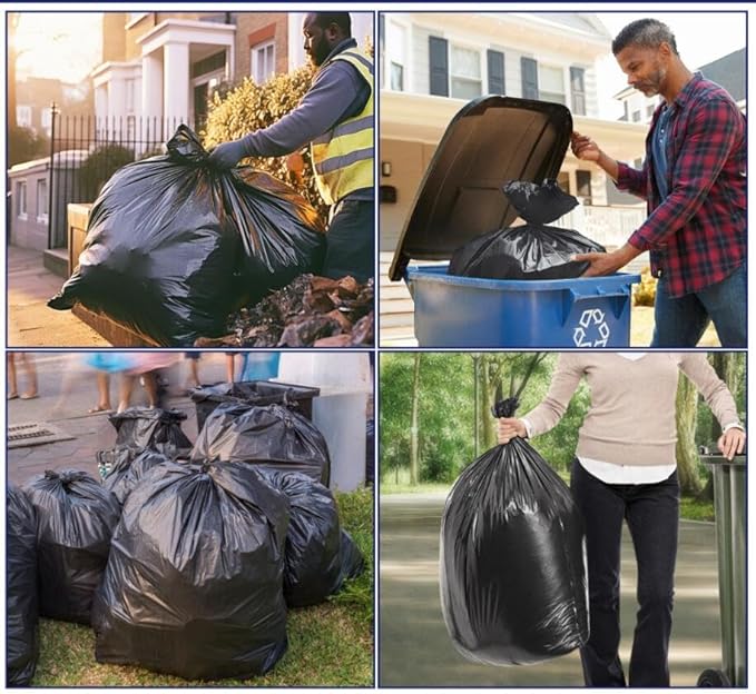 Teivio Black Trash Bags 20-25 Gallon 60 Count | Large Multipurpose | Fit 18