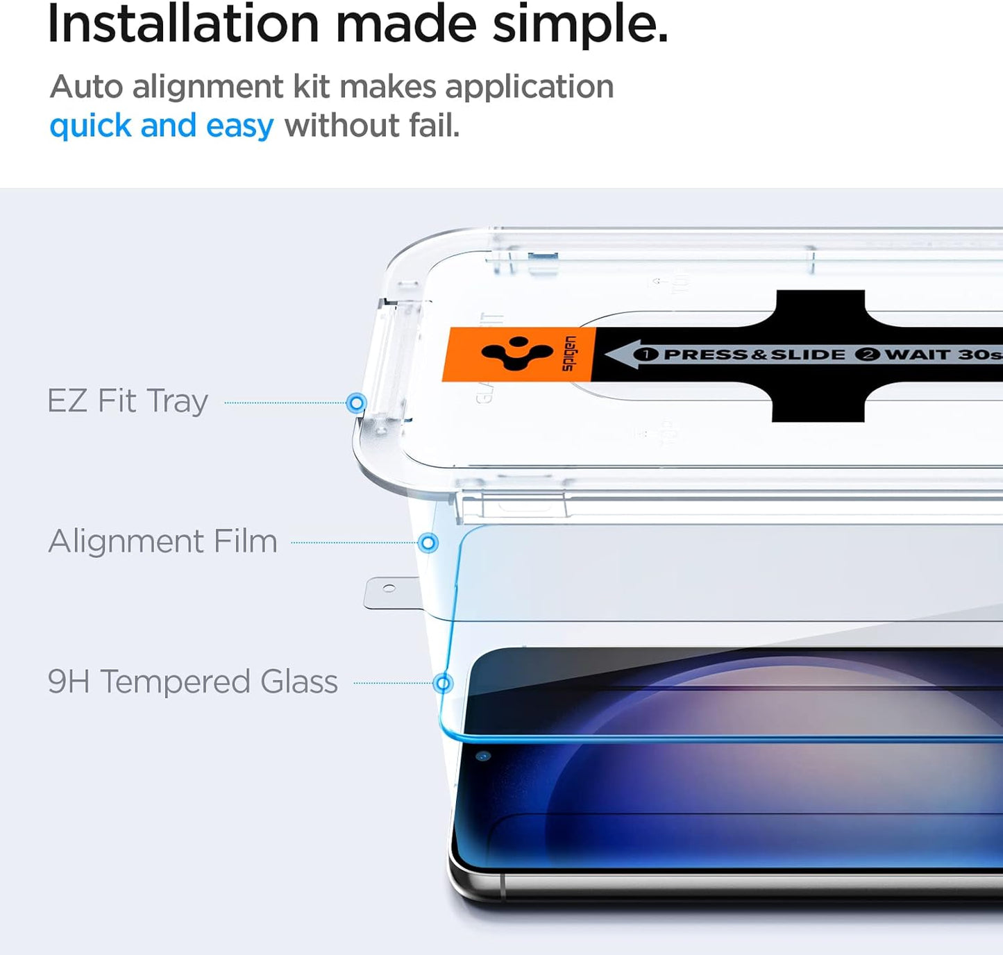 Spigen Tempered Glass Screen Protector [Glas.tR EZ Fit] designed for Galaxy S23 Plus (2023) [Case Friendly] - 2 Pack