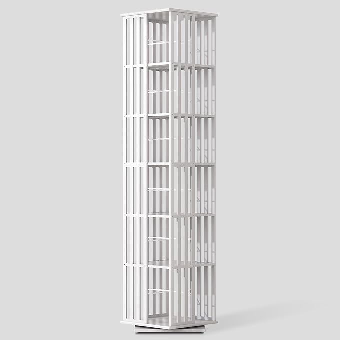 YOWOS Rotating Bookshelf Tower, 360° Display Spinning Bookcase, Bamboo
