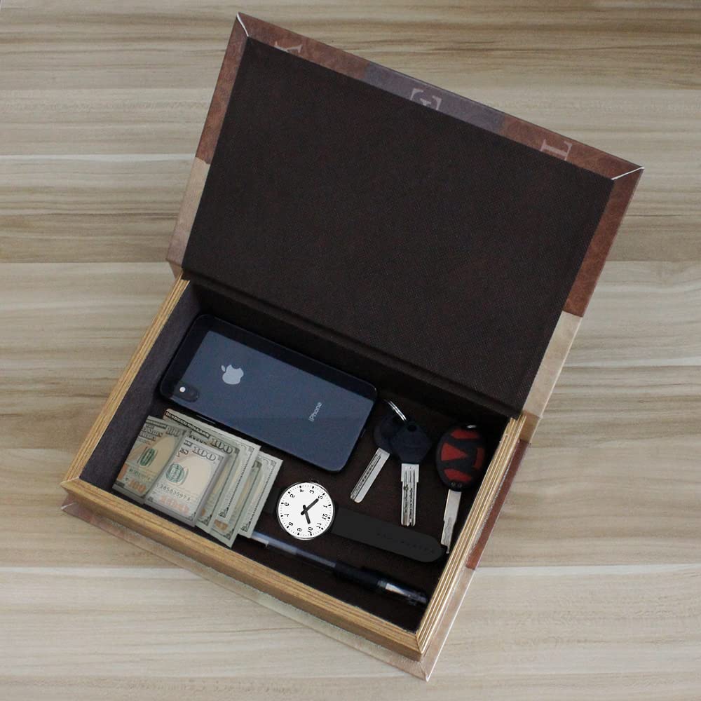 PACOLO Decorative Book Boxes, Faux Wood with Magnetic cover Storage for Hidden Jewelry, Money, and Cash (Love)