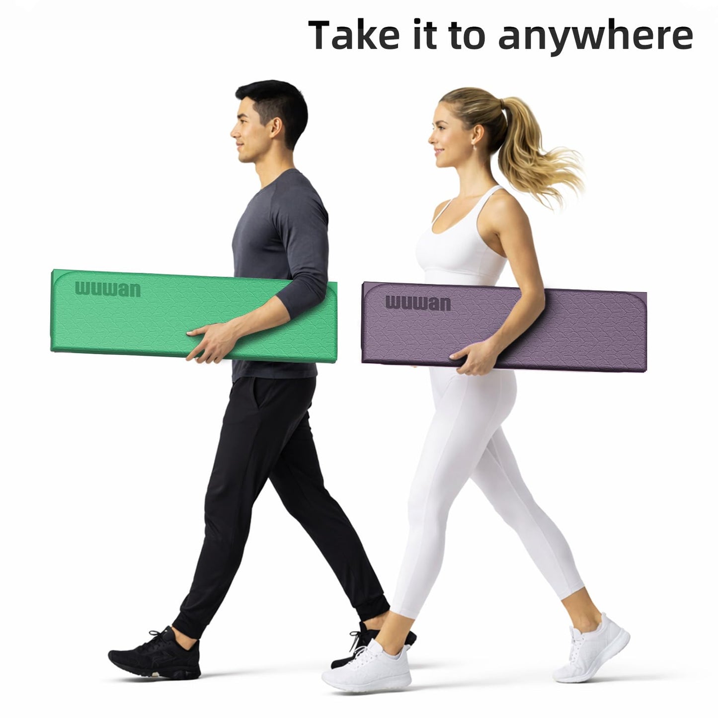 Folding Yoga Mat Extra Thick 0.4 Inch, Foldable Yoga Mat 75 x 26 Inches,TPE Exercise Mat, 7-Panel Non Slip Cushioned Fitness Mat for Yoga, Pilates, Stretching, Home Workout (Purple)