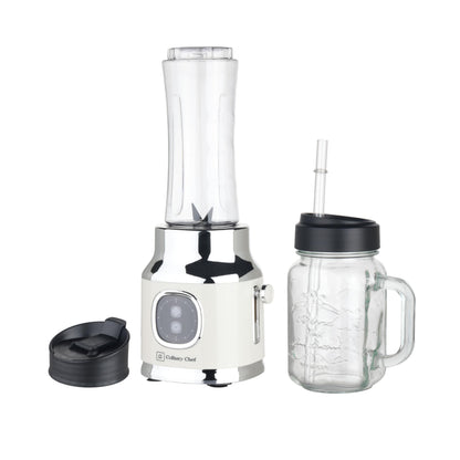 CULINARY CHEF Retro Smoothie Maker Personal Blender with Mason Jar, Perfect for Shakes and Smoothies, Countertop, Dishwasher Safe, BPA-Free, High Power 300W, Black