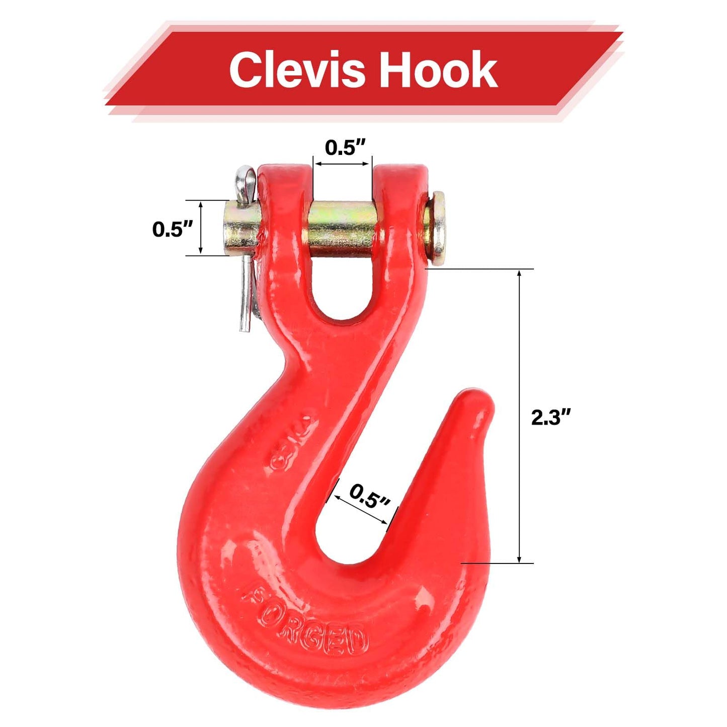 Lechansen 3/8'' G80 Chain Hook, 4 Pack Grade 80 Clevis Hooks Grab Hook, 7,100 Lbs Working Load Limit, Tow Hooks Heavy Duty for G80 Transport Chain and Binders, Trailer Truck - Red
