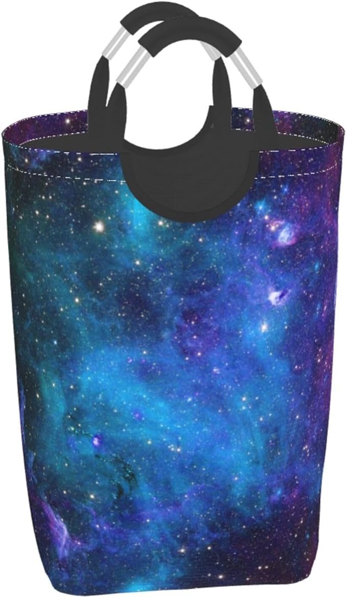 Blue Sky Laundry Basket Starry Sky Foldable Laundry Hamper Blue Galaxy