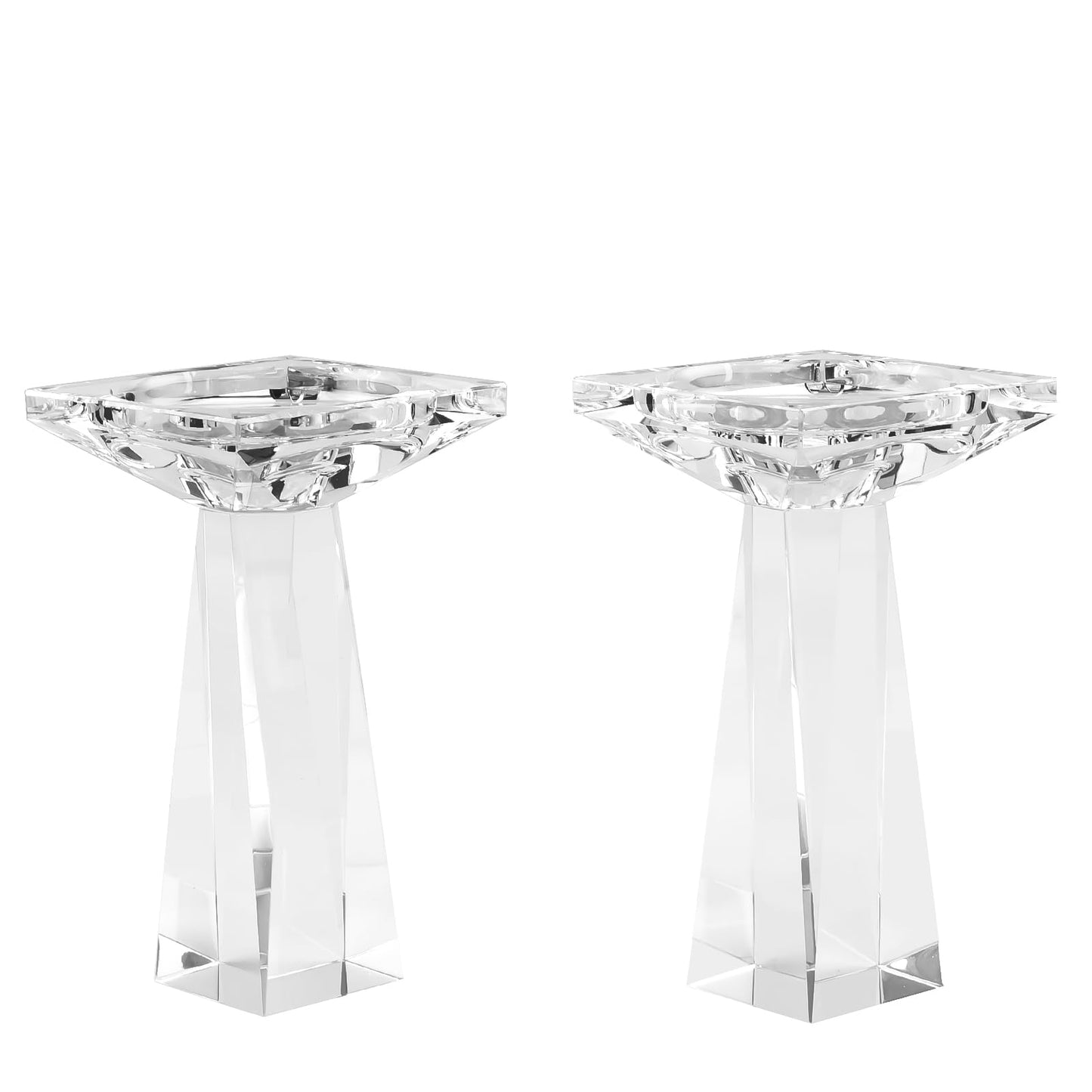 Kitcom Crystal Taper/Pillar Candle Holders Set of 2, 6.3 Inches Height, Table Centerpieces for Home Decor Wedding, Clear