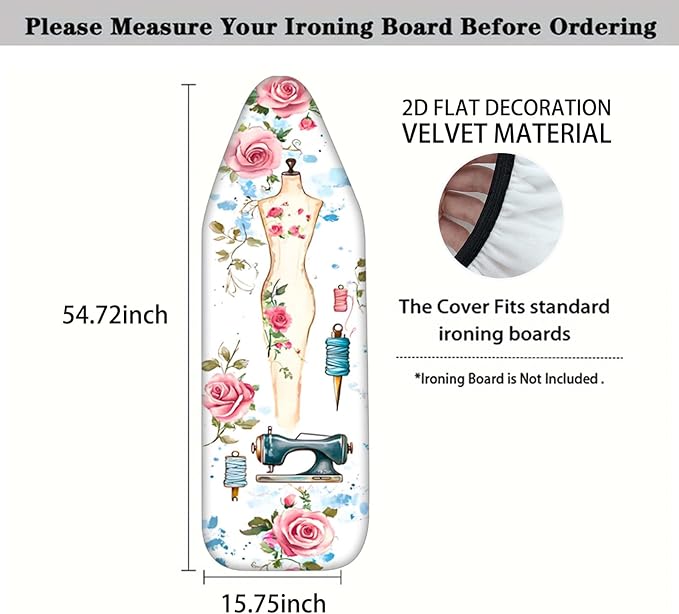 Nuxovilar Sewing Mannequin & Floral Pattern Ironing Board Cover, 15×54 inch
