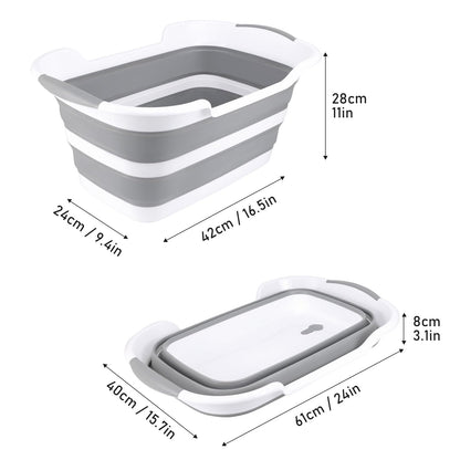 ddLUCK 28L Multi-Functional Collapsible Pet Bathtub with Drainage Hole, Portable Indoor Outdoor Foldable Washing Tub Bathing Tub Small Pets Bathtub for Puppy Small Dogs Cats