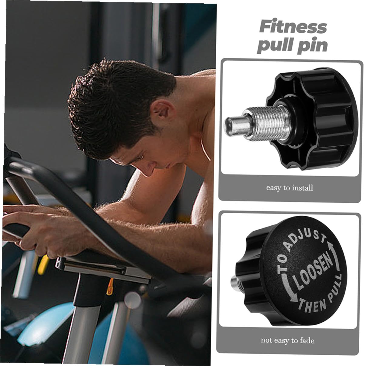 COOLHIYA Exercise Bike Pull Pin Knob Replacement Part 2.55X2.16In Rotating Screw Knob for Stationary Fitness Equipment Home Gym Accessory Easy Installation