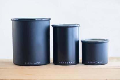 AirScape Steel Coffee Canister Family - Set of 3 - Food Storage Container - US Patented Airtight Lid - Push Out Excess Air Preserve Food Freshness (Matte Black, Small, Medium & Large Kilo)
