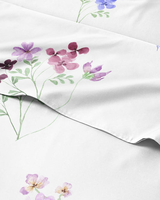 Floral Sheets - Butterfly Floral Bed Sheet Set - 1 Flat, 1 Fitted & 1 Pillowcase w/ Deep Pockets - Comfy, Wrinkle & Fade Free - Boho Botanical Bedding - Soft, Breathable and Cooling - Twin Size Set