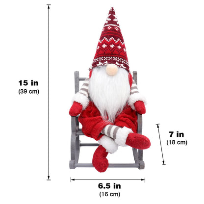 QLEKEY Christmas Gnome Plush with Rocking Chair Handmade Swedish Santa Decor Tomte Decoration Scandinavian Ornaments for Home,Table,Shelf