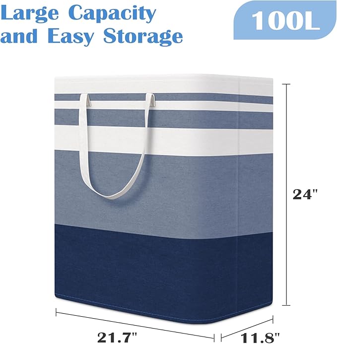 BlissTotes 3-Pack Laundry Basket, Freestanding＆Waterproof Laundry Hamper