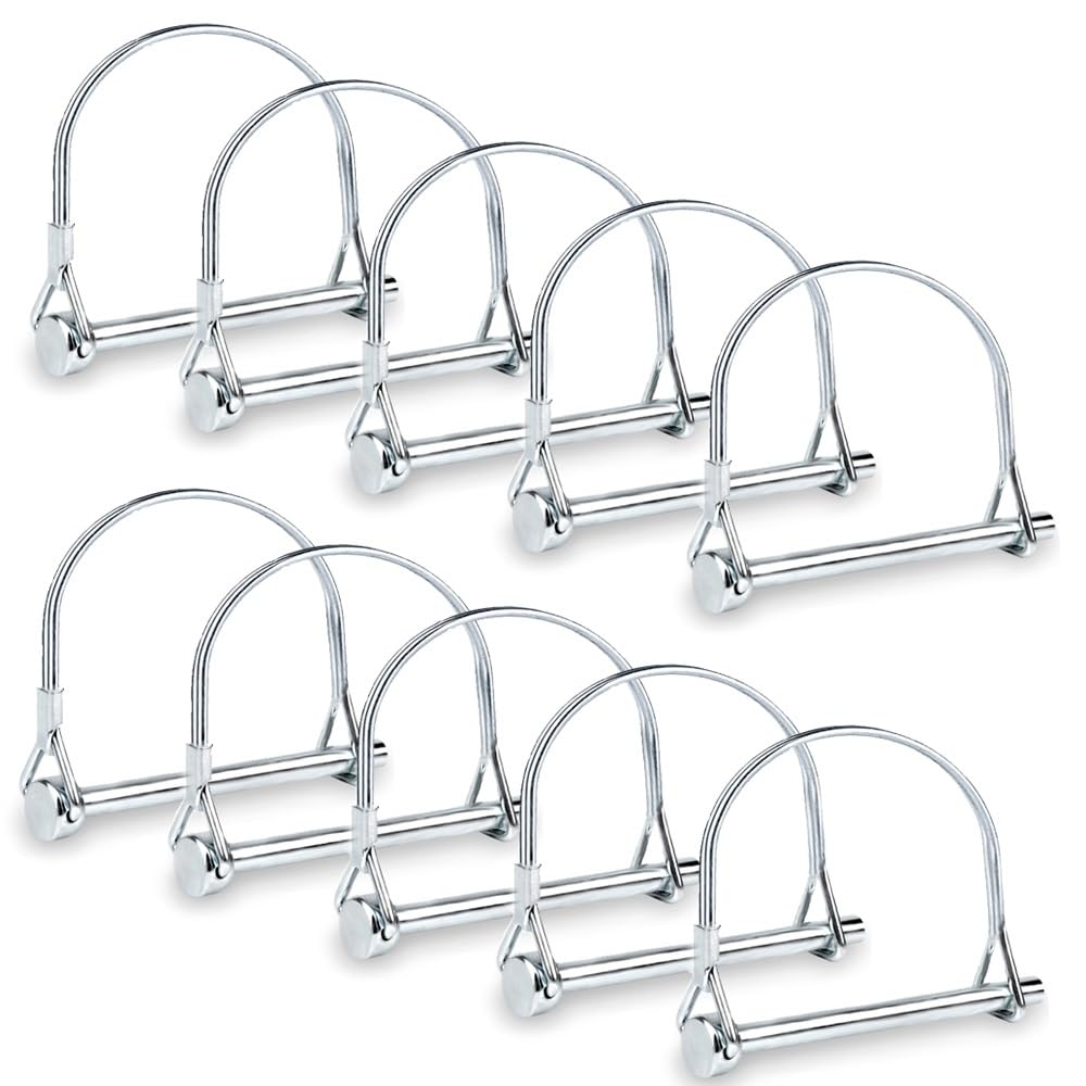 Comonc 10 PCS Safety Coupler Pin Pto Pin Shaft Locking Pin 1/4 pin Hitch pin Round Wire Lock Pin 1/4" x 2-3/4" for PTO,Farm,Lawn,Hitches,and Garden