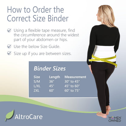 AltroCare Postpartum & Post Surgery Abdominal Binder. 3-Panel belly band for recovery after childbirth, hysterectomy, tummy tuck, hernia, diastasis recti. Size L/XL (45" to 60"). Made in USA.