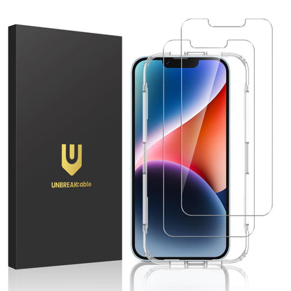 UNBREAKcable 2-Pack Screen Protector for iPhone 16e/13/13 Pro/14, Double Shatterproof Tempered Glass [Easy Installation] [9H Hardness] [99.99% HD] [Case Friendly] for Apple 13 Pro/13/14/16e 6.1 inch