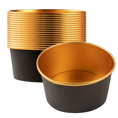 Foil Lux 33.4 OZ Take Out Containers, 200 Insulated Foil Lining Food Containers - Greaseproof, Black And Gold Paper To Go Food Containers, For Hot Or Cold Foods, Lids Sold Separately - Restaurantware
