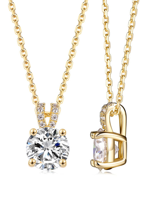 CYW Gold Plated Small Moissanite Cute Sparkle Solitaire Simple Necklace for Women 925 Sterling Silver Chain Pendant