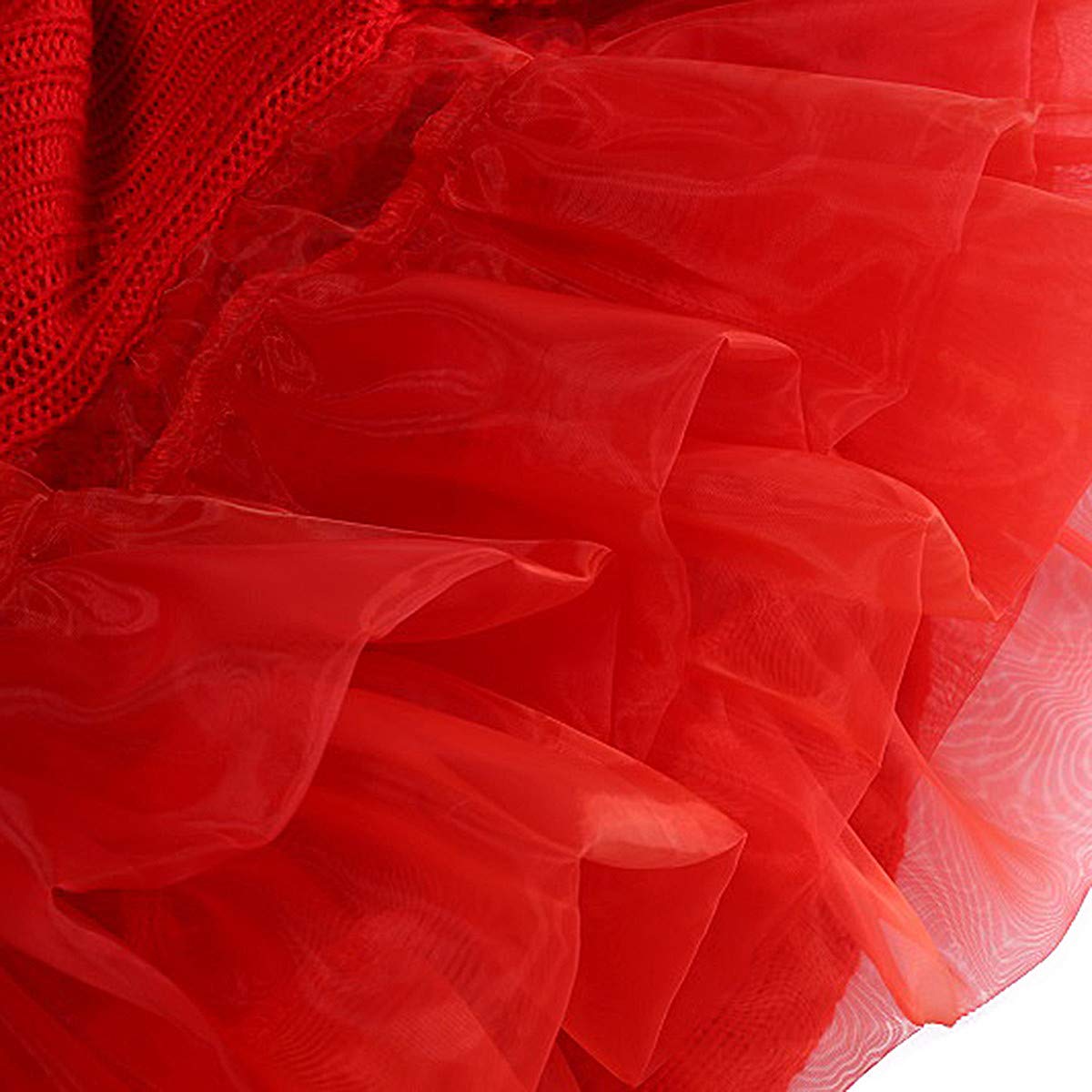 Sweater Dresses Little Girls 6-7 Years Knee Party Christmas Knit Pullover Outfits Tutu Playwear Winter Frocks for Special Occasions Tops Ruffle Jumper Long Sleeve Pullover (Red, 140)