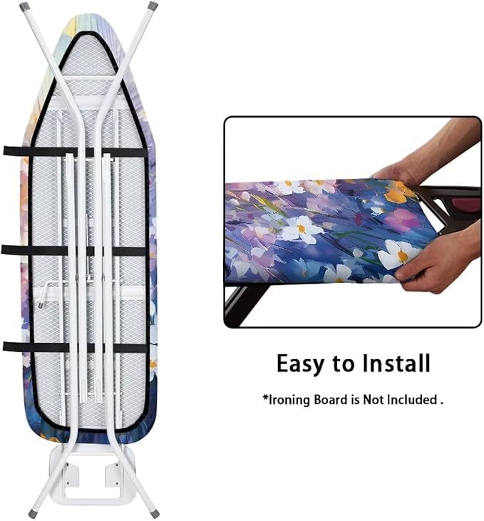 Daisy Print Ironing Board Pad, Extra Thick Heavy Duty Pad Covers