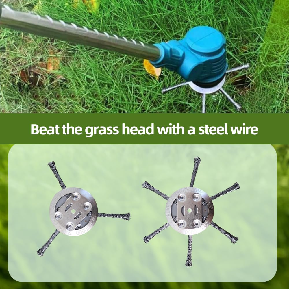 Steel Wire Grass Trimmer Head, 2025 New 6 Inch String Trimmer Replacement Head, Universal Steel Wire Weed Grass Trimmer Blade Remover Tool for Lawn Mower Tray, Weed Eater (1, 6 Blades)