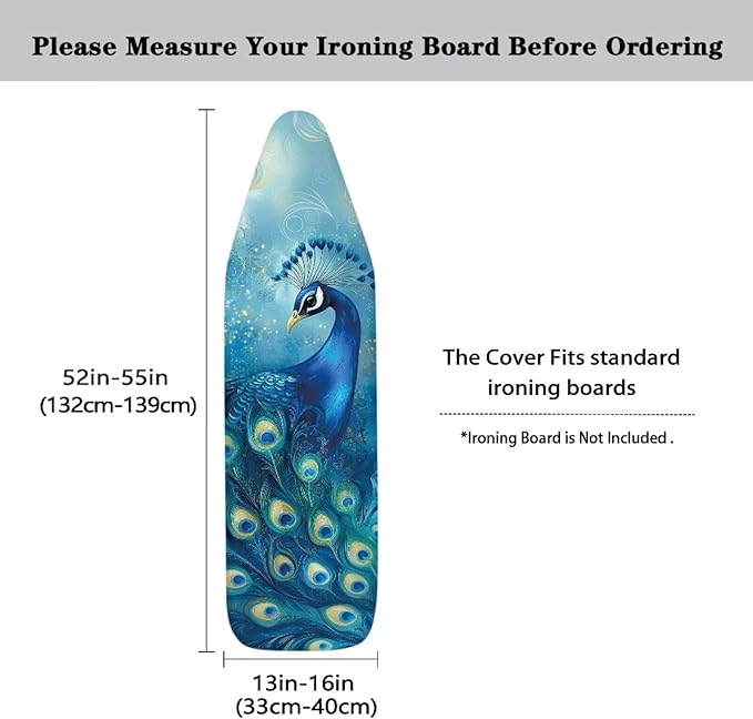 Peacock Ironing Board Cover and Pad 15x54 Inch Standard Iron Board Cover