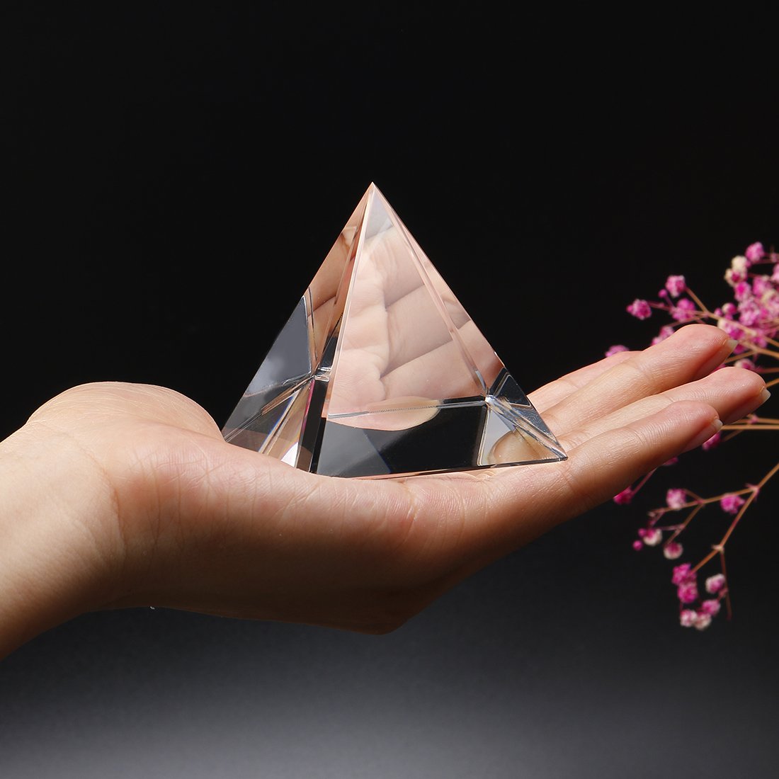 Crystal Pyramid Figurine and 80mm Clear Crystal Ball Bundle