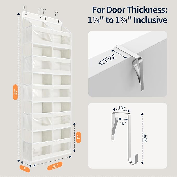 Yecaye 5-Tier Over The Door Organizer Dual-Column, 80lbs Load Extra Large Over