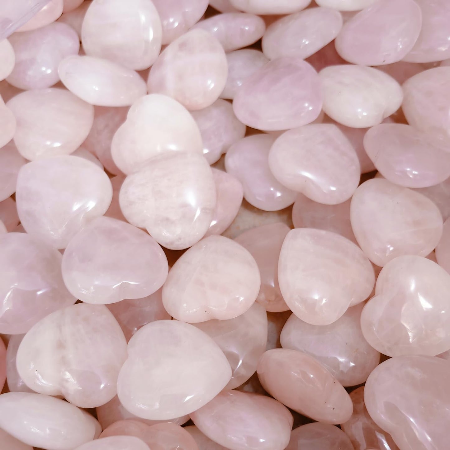 XMHOME 12 Packs 1.18 Inches Rose Quartz Heart Shaped Crystals Healing Palm Worry Pocket Stones for Reiki Jewelry Making Home Decor
