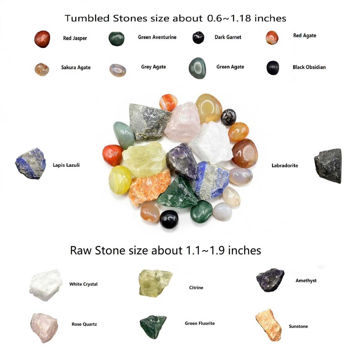Healing Crystal and Stones Set， Golden Zen Bowl, Premium Crystal Display Gift Kit, Natural Raw Crystal and Tumbled Chakra Stones, Decorative Crystal Storage Holder