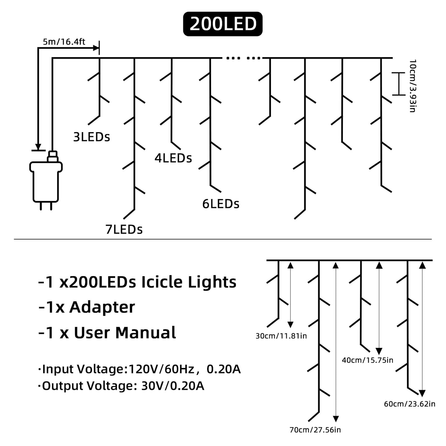 BYIZO Christmas Outdoor Icicle Lights - 200 LED 21+16 FT 8 Modes Curtain Fairy String Light Plug in, Waterproof for Eaves Yard Holiday Xmas Holiday Indoor Outdoor Decoration - Blue