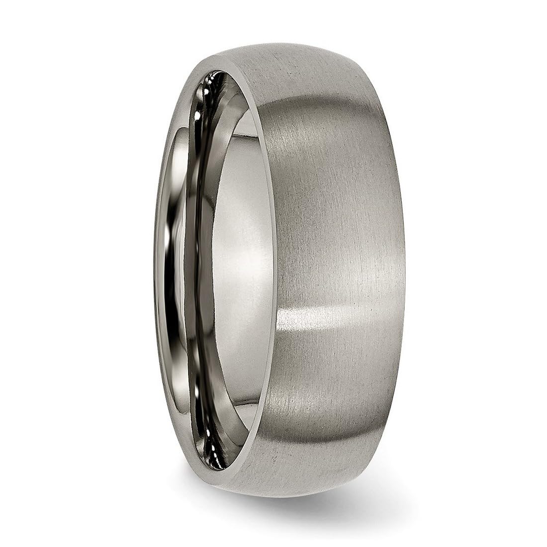 JewelryWeb Titanium Half Round 7mm Brushed Band Ring Size 9 Ring for Women and Men