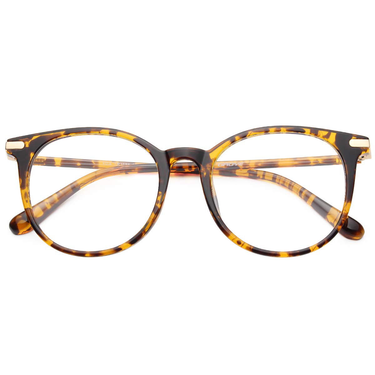 Gaoye Blue Light Blocking Glasses, Retro Round Eyewear Frame Anti Eyestrain Computer Glasses for Women Men (Tea Leopard/Transparent Lens)