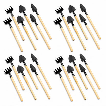 Garneck 8 Sets Mini Gardening Tools with Metal Rake Trowel and Shovel - Succulent Potting Planting Kit for Indoor - Small Gardening Tools for Cultivating Weeding Transplanting