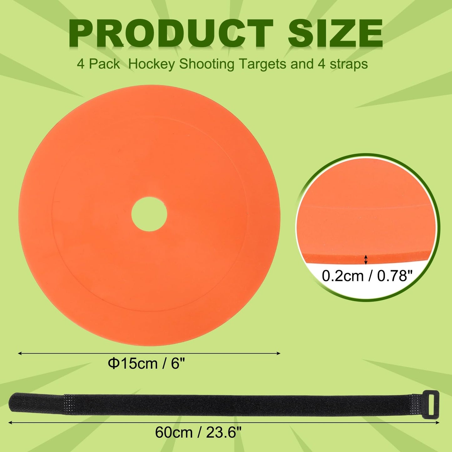 YELARXI Soccer Goal Target, Agility Hockey Shooting Goal Target Discs with 4 Straps Training Equipment, 4 Pcs & Rubber & Orange -Fit for(Lacrosse Football Soccer Baseball Practice Accuracy