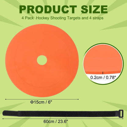 YELARXI Soccer Goal Target, Agility Hockey Shooting Goal Target Discs with 4 Straps Training Equipment, 4 Pcs & Rubber & Orange -Fit for(Lacrosse Football Soccer Baseball Practice Accuracy