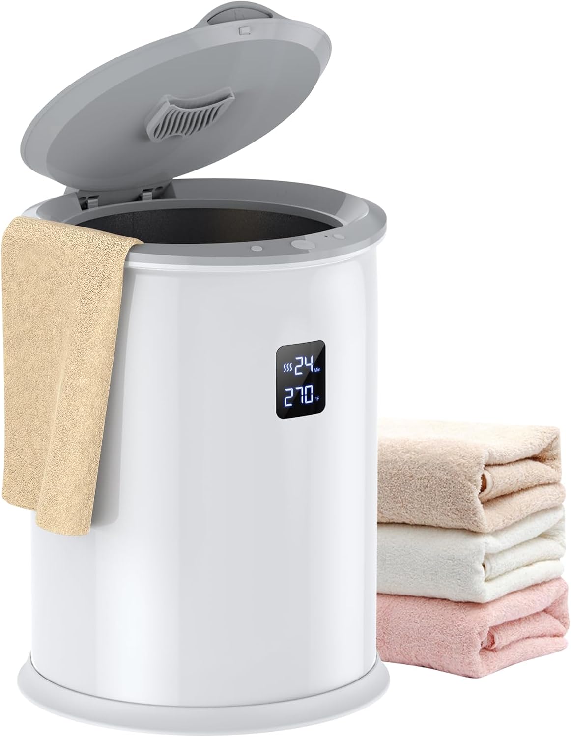 Large Towel Warmer for Bathroom, Luxury Hot Towel Warmer with Timer, LED Display Time and Temperature, Insulation Effect Up to 150 Minutes, Delay Time Up to 24 Hours, Best Ideals (White)