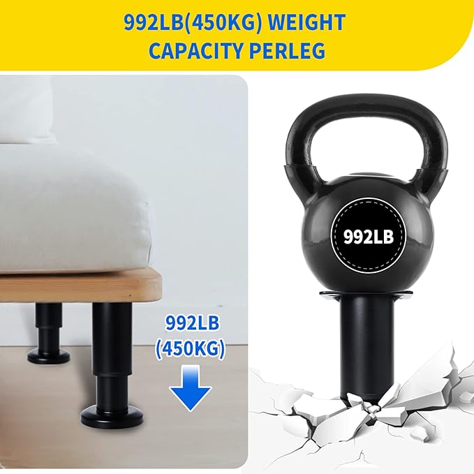 4PCS Adjustable Furniture Couch Cabinet Legs 4.72-7.48 Inch, Heavy Duty