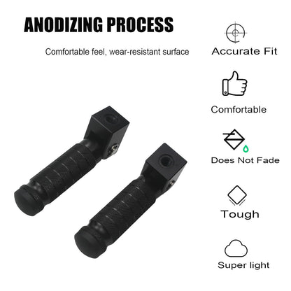 Adsspro Universal CNC M8 Motorcycle Foot Pegs 90 Degree Foldable Foot pegs Footpegs CNC Anti-Skid Footrest Foot Rest Pedal for Motorbike Mini Bike Dirt Pit Bike (Black)