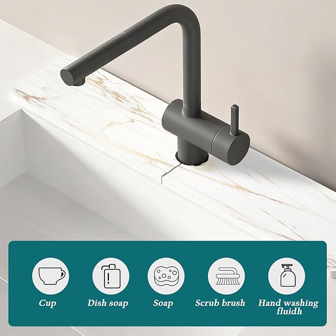 Mrcrypos Stone Faucet Mat for Kitchen Sink, 23.6" Fast Drying Sink Splash Guard