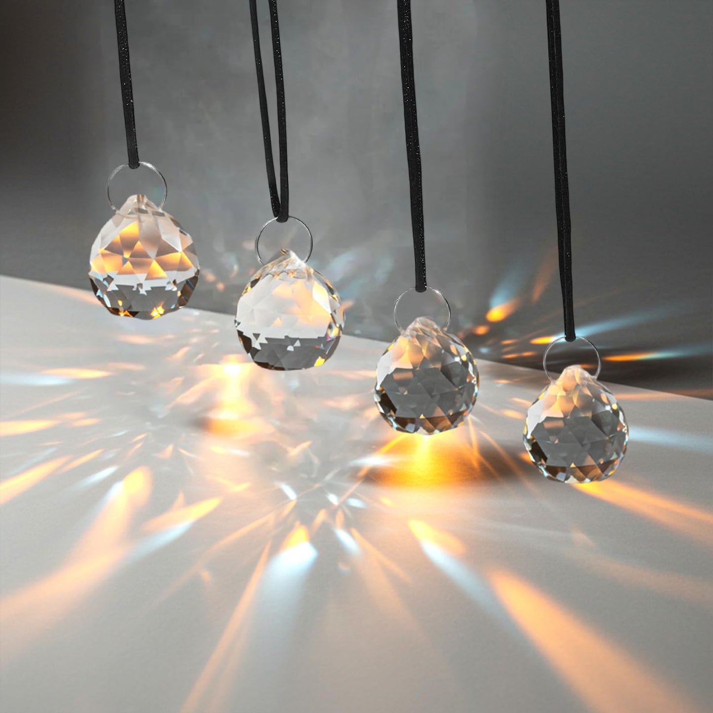 Afcabakila 48 Pcs Clear Crystal Ball Prism 20mm Chandeliers Prism Sun Shine Catcher Christmas Crystal Ornaments Rainbow Pendants Maker, Crystals Ball for Window Hanging, Garden Decor, and Gift Making