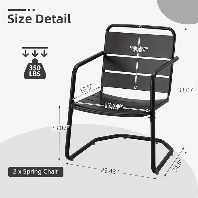 MELLCOM Patio Chairs Set of 2, Small Patio Furniture Set