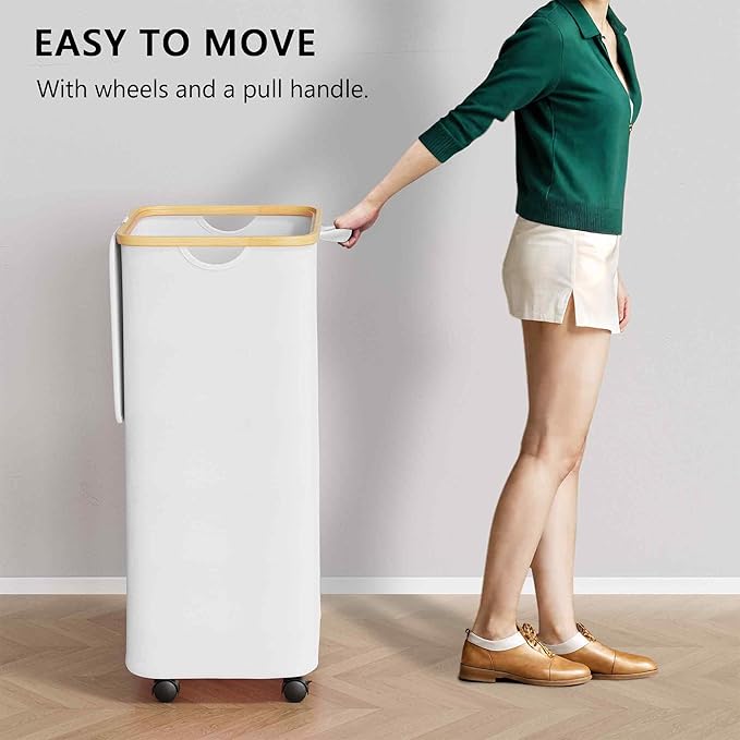 SUOCO Laundry Hamper on Wheels 100L, Clothes Basket